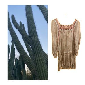 FREE PEOPLE | SHEER TUNIC | FLORAL | EMBROIDERED